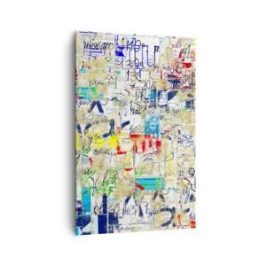 Bild auf Leinwand - Leinwandbild - Abstrakte Graffiti mit bunten Inschriften und Mustern - 80x120cm - Es freut einfach die Augen - Moderne Wanddekoration für Wohnzimmer und Schlafzimmer ARTTOR