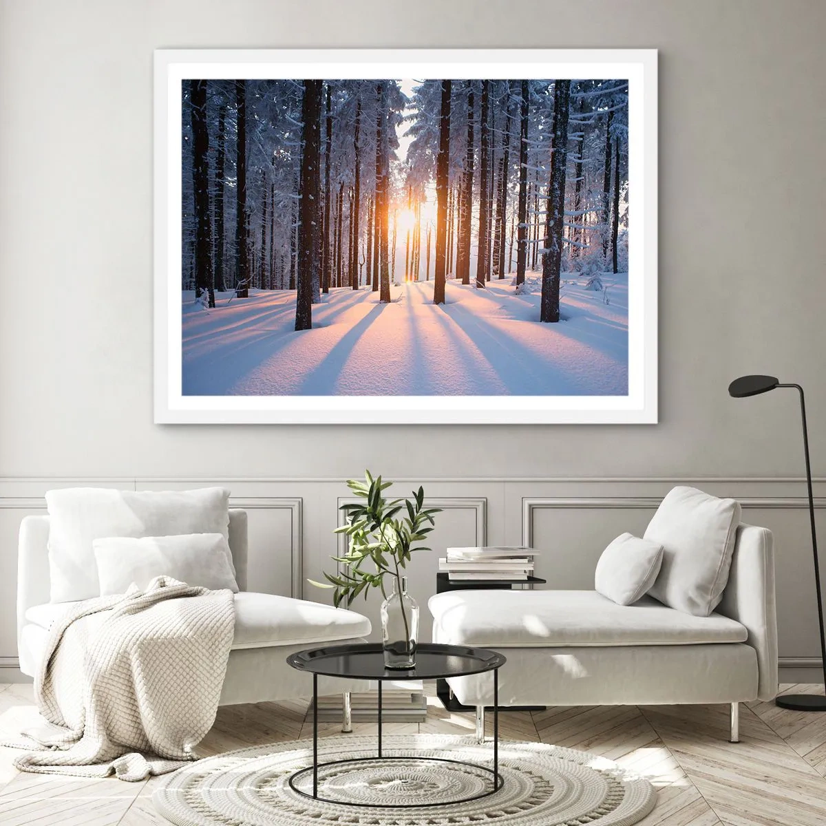 Poster in einem weißen Rahmen - Ganz klar schwarz auf weiß - 100x70 cm