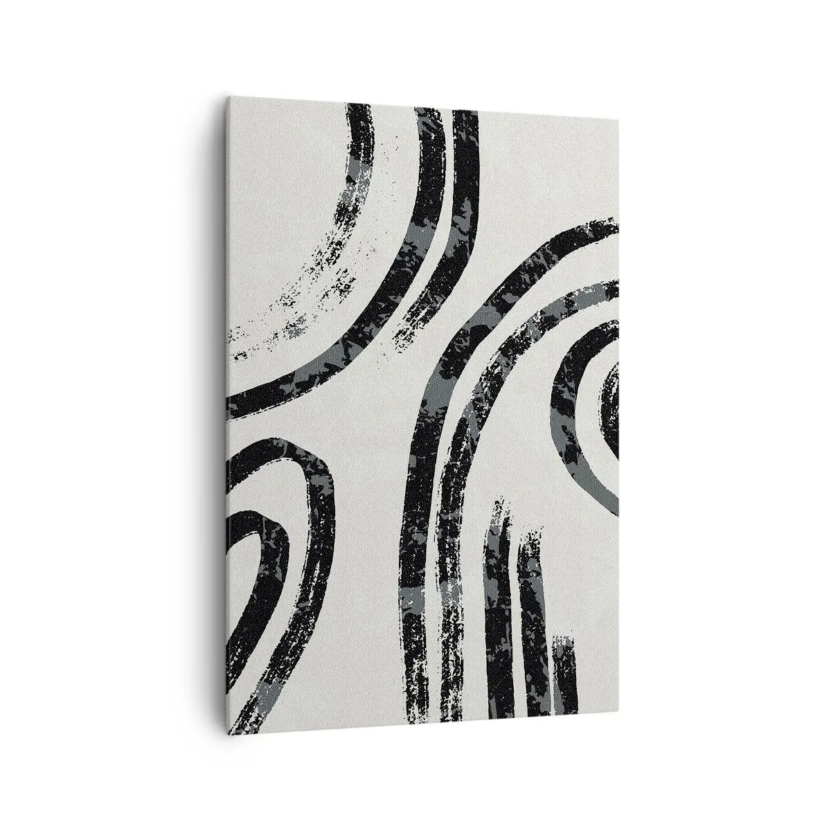 Bild auf Leinwand - Leinwandbild - Schwarz-weiße abstrakte Linien auf hellem Hintergrund - 70x100cm - Bei Hälfte angehalten - Moderne Wanddekoration für Wohnzimmer und Schlafzimmer ARTTOR
