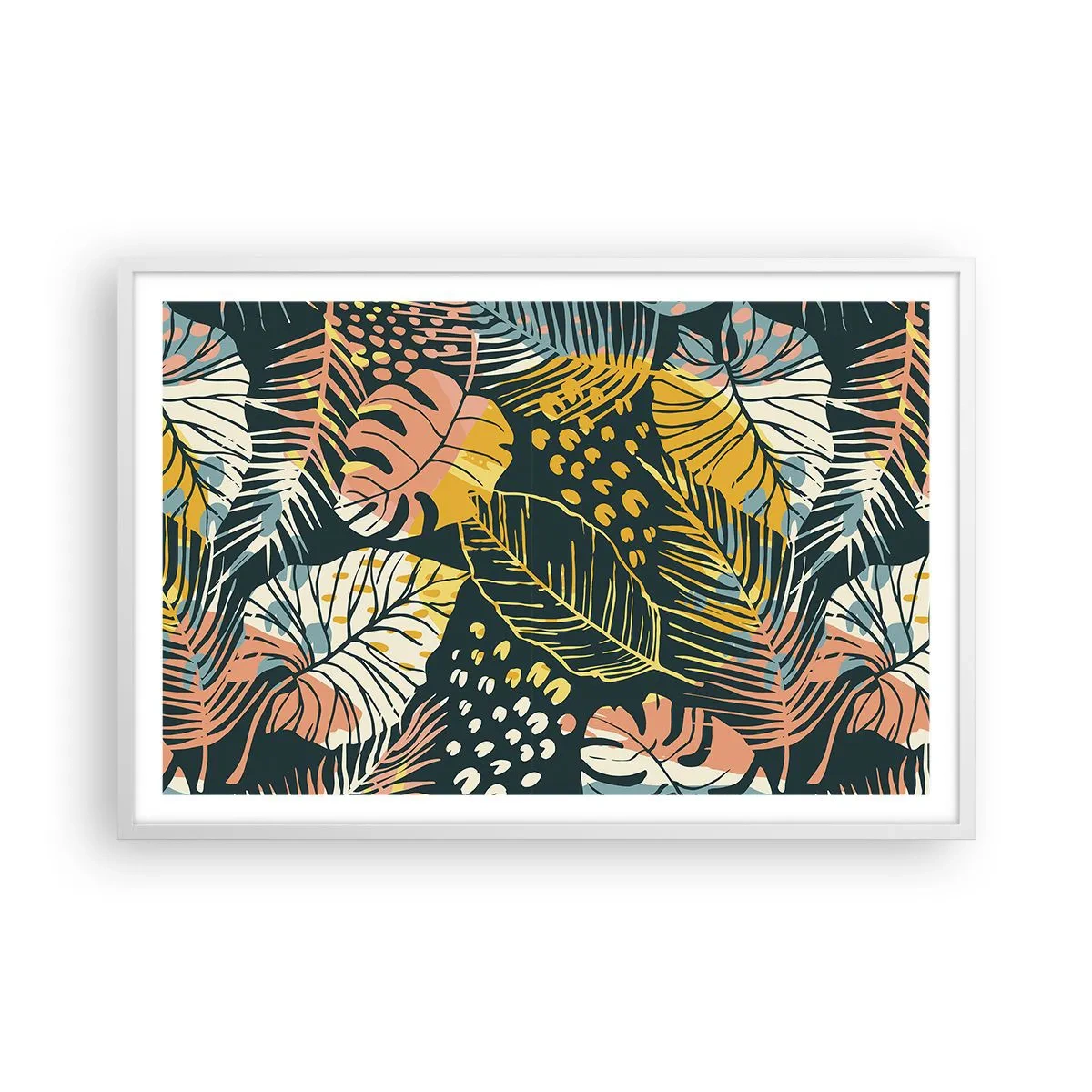 Poster in einem weißen Rahmen - Grüne Fantasie - 91x61 cm