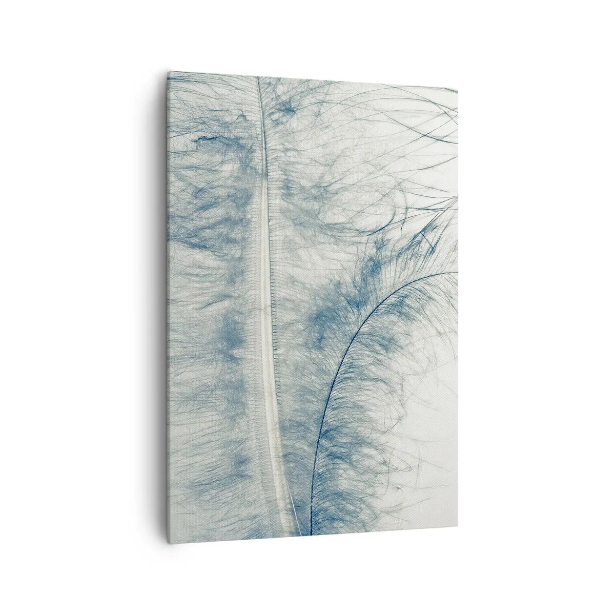 Bild auf Leinwand - Leinwandbild - Eine zarte Feder in Pastelltönen auf hellem Untergrund - 70x100cm - Flüstern der Natur - Moderne Wanddekoration für Wohnzimmer und Schlafzimmer ARTTOR