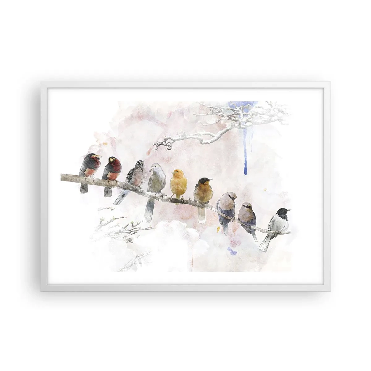 Poster in einem weißen Rahmen - Geflügeltes Treffen - 70x50 cm