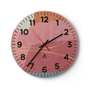 Wanduhr - Glasuhr - Pastellkomposition mit Goldfaden - 40x40 cm