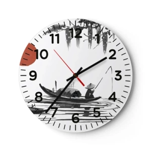 Wanduhr - Glasuhr - Asiatischer Nachmittag - 30x30 cm
