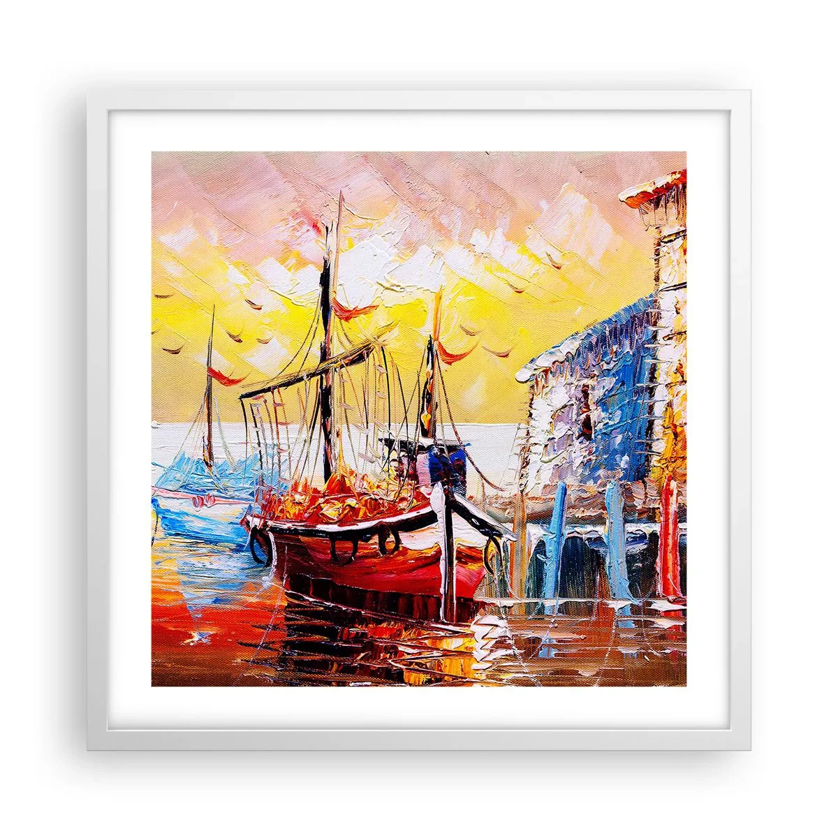 Poster in einem weißen Rahmen - Glückliche Rückkehr - 50x50 cm