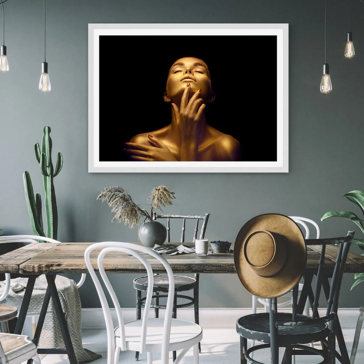 Poster in einem weißen Rahmen - Wie goldene Seide - 50x40 cm