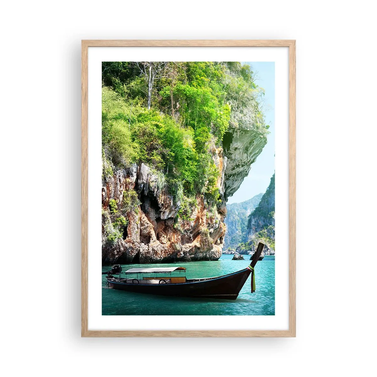 Poster in einem Rahmen aus heller Eiche - Eine Einladung zu einer exotischen Reise - 50x70 cm