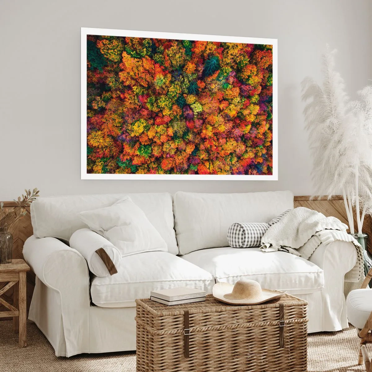 Poster - Bunte Baumkronen in der Herbstpalette - 100x70cm - Blumenstrauß aus Herbstbäumen - Moderne Wanddekoration für Wohnzimmer und Schlafzimmer ARTTOR
