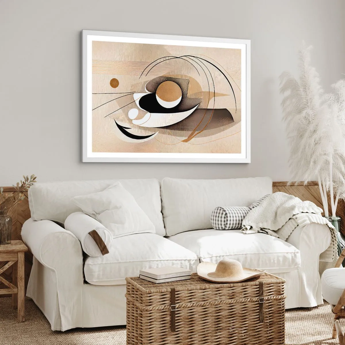 Poster in einem weißen Rahmen - Komposition: die Essenz des Wortes - 70x50 cm