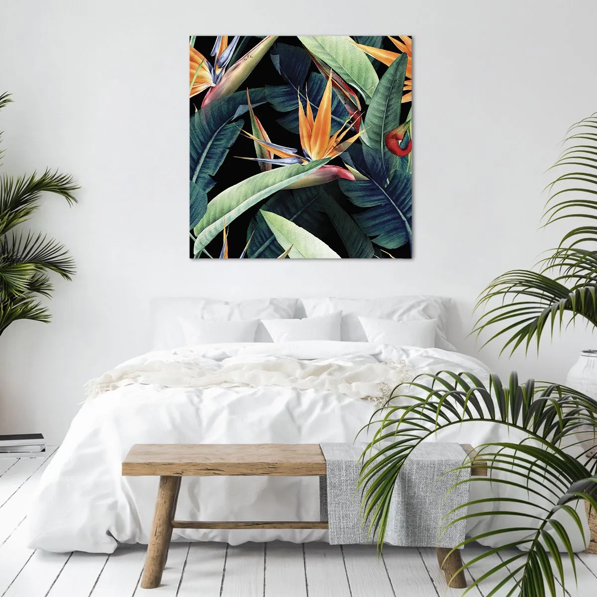 Bild auf Leinwand - Leinwandbild - Flammende Blumen der Tropen - 40x40 cm