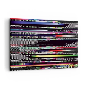 Bild auf Leinwand - Leinwandbild - Bunte Linien und Pixel im abstrakten Stil - 120x80cm - Das Kontrollbild der Realität - Moderne Wanddekoration für Wohnzimmer und Schlafzimmer ARTTOR