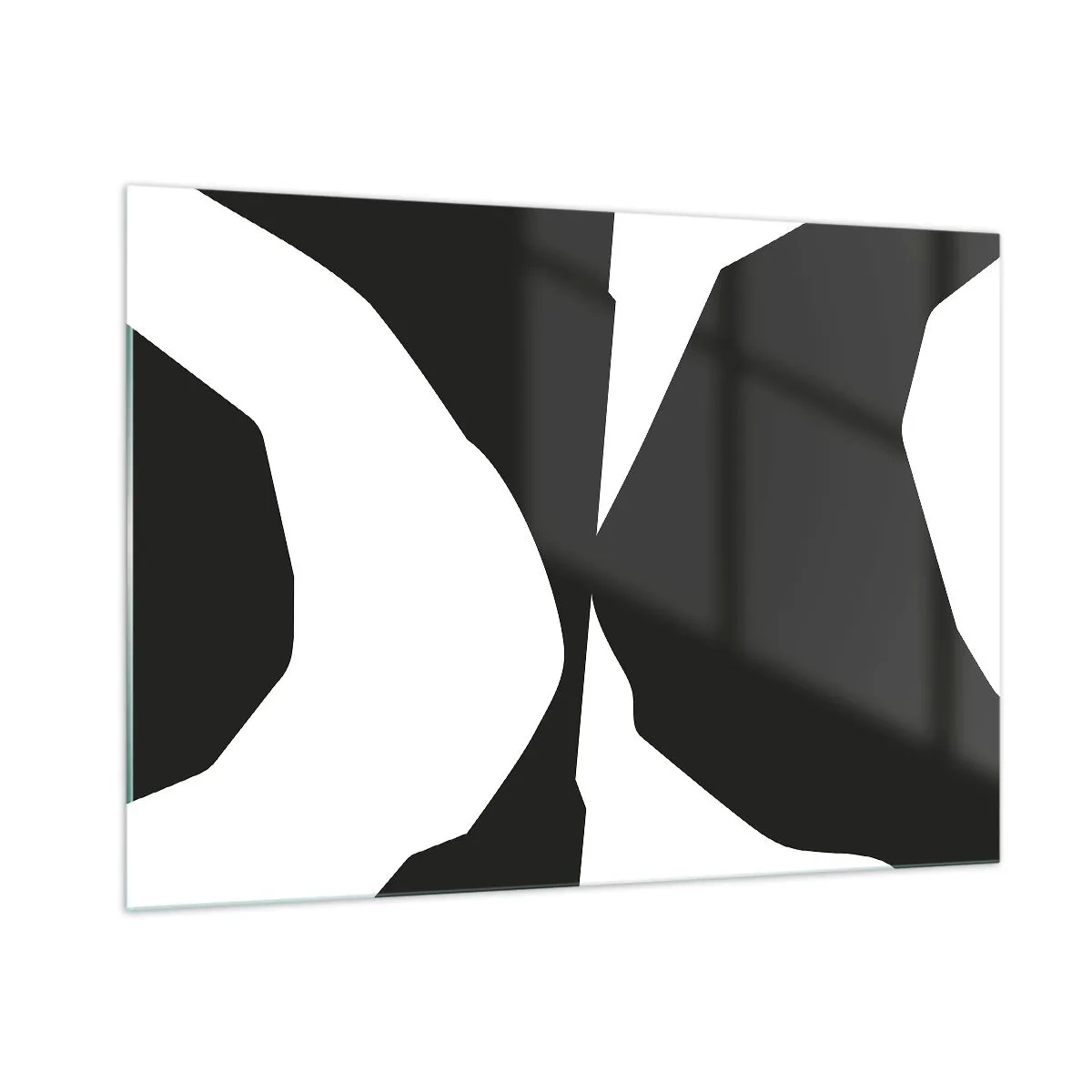 Glasbild - Bild auf glas - Schwarz-weiße grafische Komposition im kontrastierenden Positiv-Negativ-Stil - 100x70cm - Positiv negativ - Moderne Wanddekoration für Wohnzimmer und Schlafzimmer ARTTOR