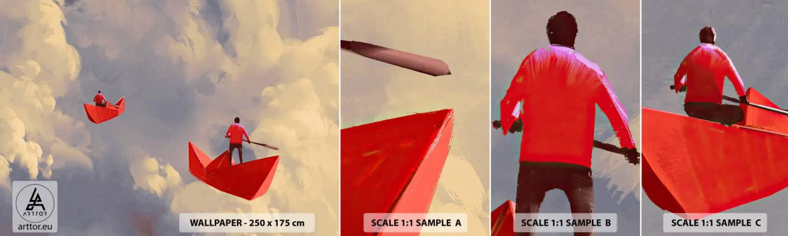 Fototapeten Muster Selbstklebend Deluxe Sticker - Expedition der Träumer - Abstraktion, Fantasie, Origami - 100x30 cm