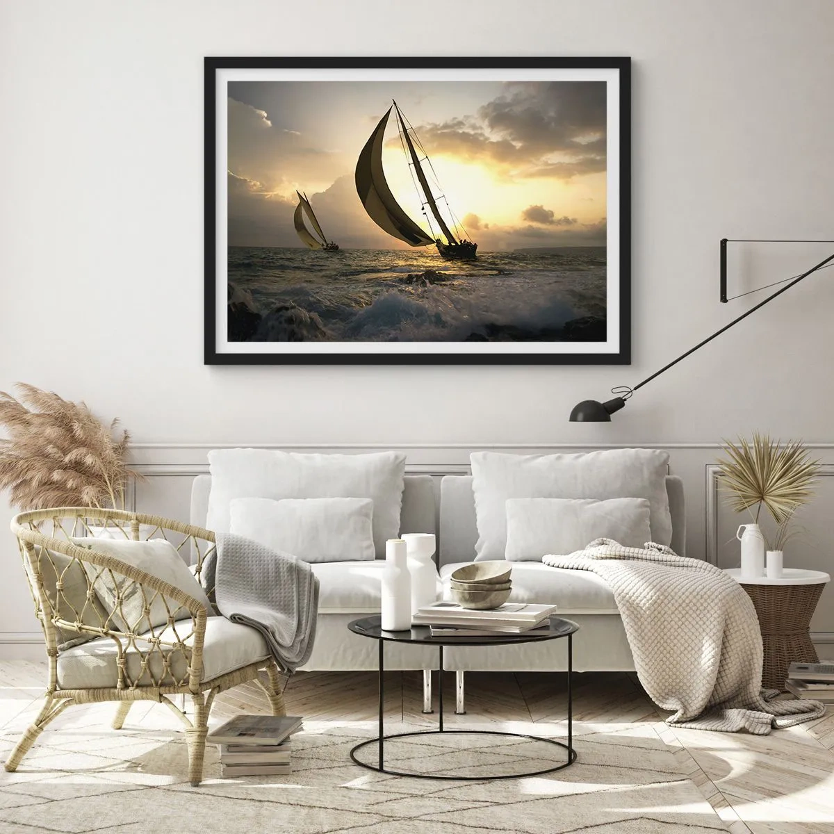 Poster in einem schwarzem Rahmen - Mit dem Wind und gegen den Wind - 50x40 cm