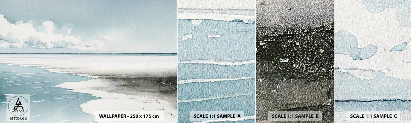 Fototapeten Muster Selbstklebend Deluxe Sticker - Sanfte Flut - Küste, Strand, Gelassenheit - 100x30 cm