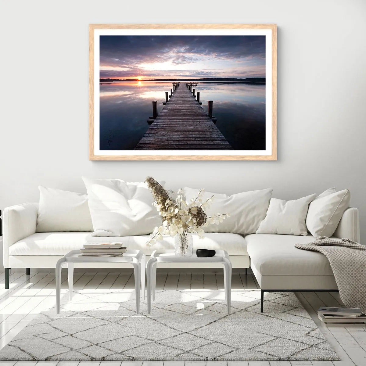 Poster in einem Rahmen aus heller Eiche - Eine stille Grenze zwischen Tag und Nacht - 50x40 cm