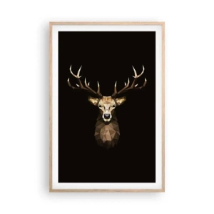 Poster in einem Rahmen aus heller Eiche - Kubistischer Hirsch - 61x91 cm