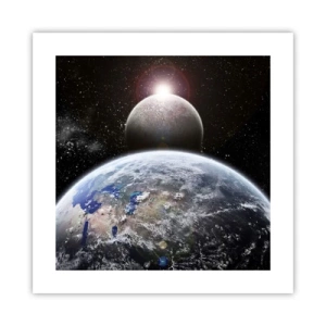 Poster - Weltraumlandschaft - Sonnenaufgang - 40x40 cm