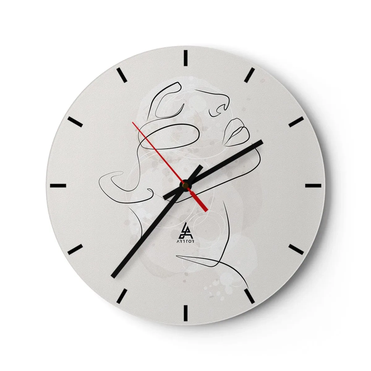 Wanduhr - Glasuhr - Eine Tänzerin in einem dynamischen Sprung mit fliegendem Stoff - 30x30cm - Die Umrisse eines Traums - Moderne Wanddekoration für Wohnzimmer, Küche und Schlafzimmer ARTTOR