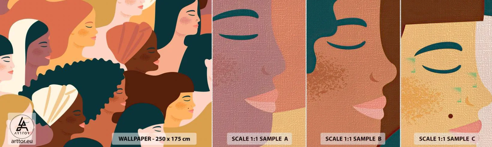 Fototapeten Muster Premium Canvas - Nur Weiblichkeit - Frau, Moderne Kunst, Afrika - 100x30 cm