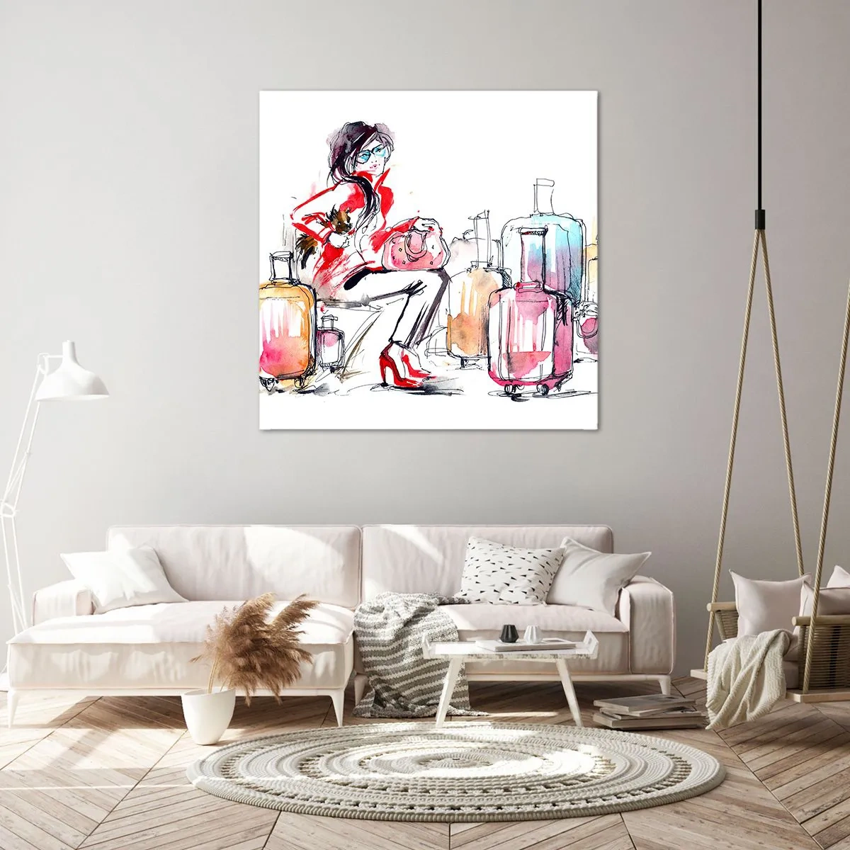 Bild auf Leinwand - Leinwandbild - Setzen wir uns vor der Reise hin - 60x60 cm