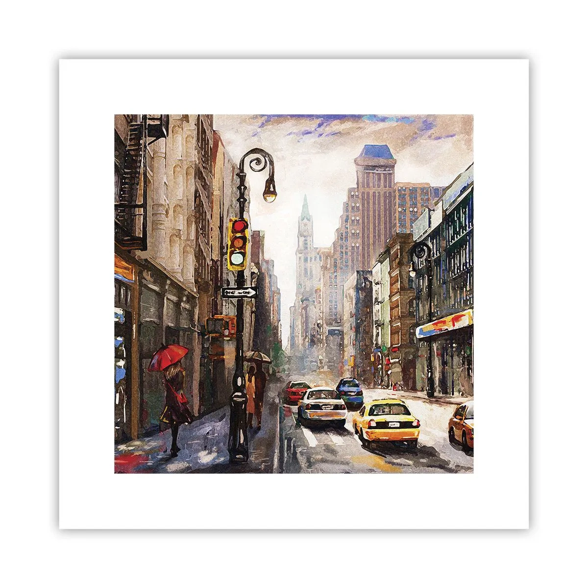 Poster - New York - auch im Regen bunt - 30x30 cm