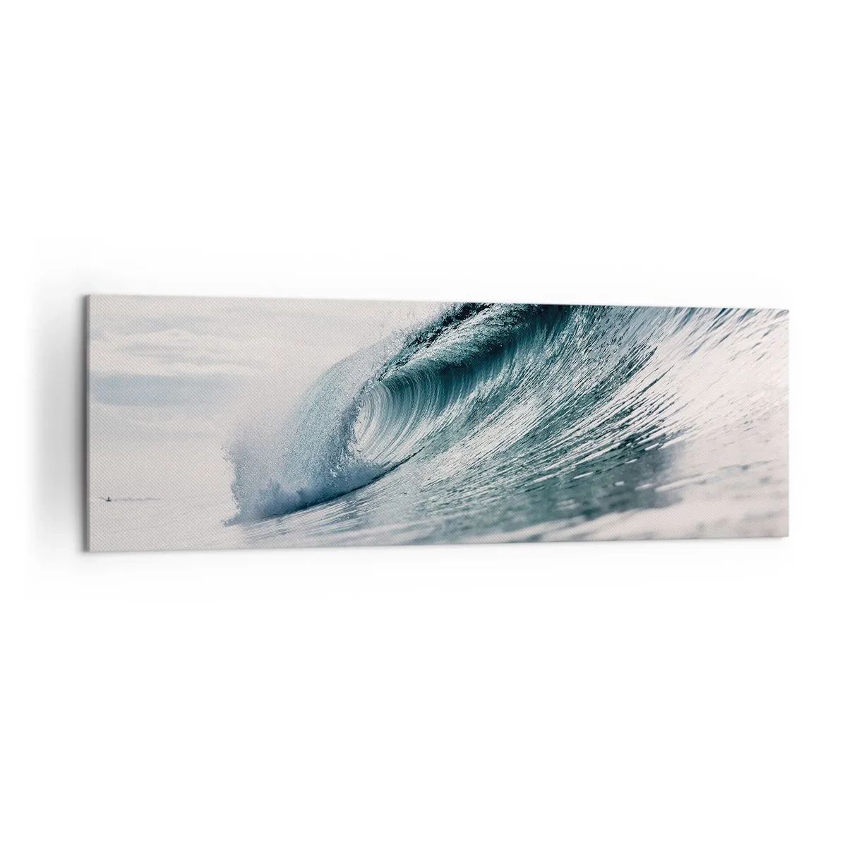 Bild auf Leinwand - Leinwandbild - Eine Meereswelle, eingefangen in einem dynamischen Moment vor dem Himmel - 160x50cm - Wasserspitze - Moderne Wanddekoration für Wohnzimmer und Schlafzimmer ARTTOR