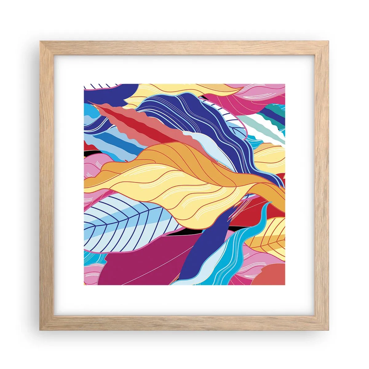 Poster in einem Rahmen aus heller Eiche - Buntes Durcheinander - 30x30 cm