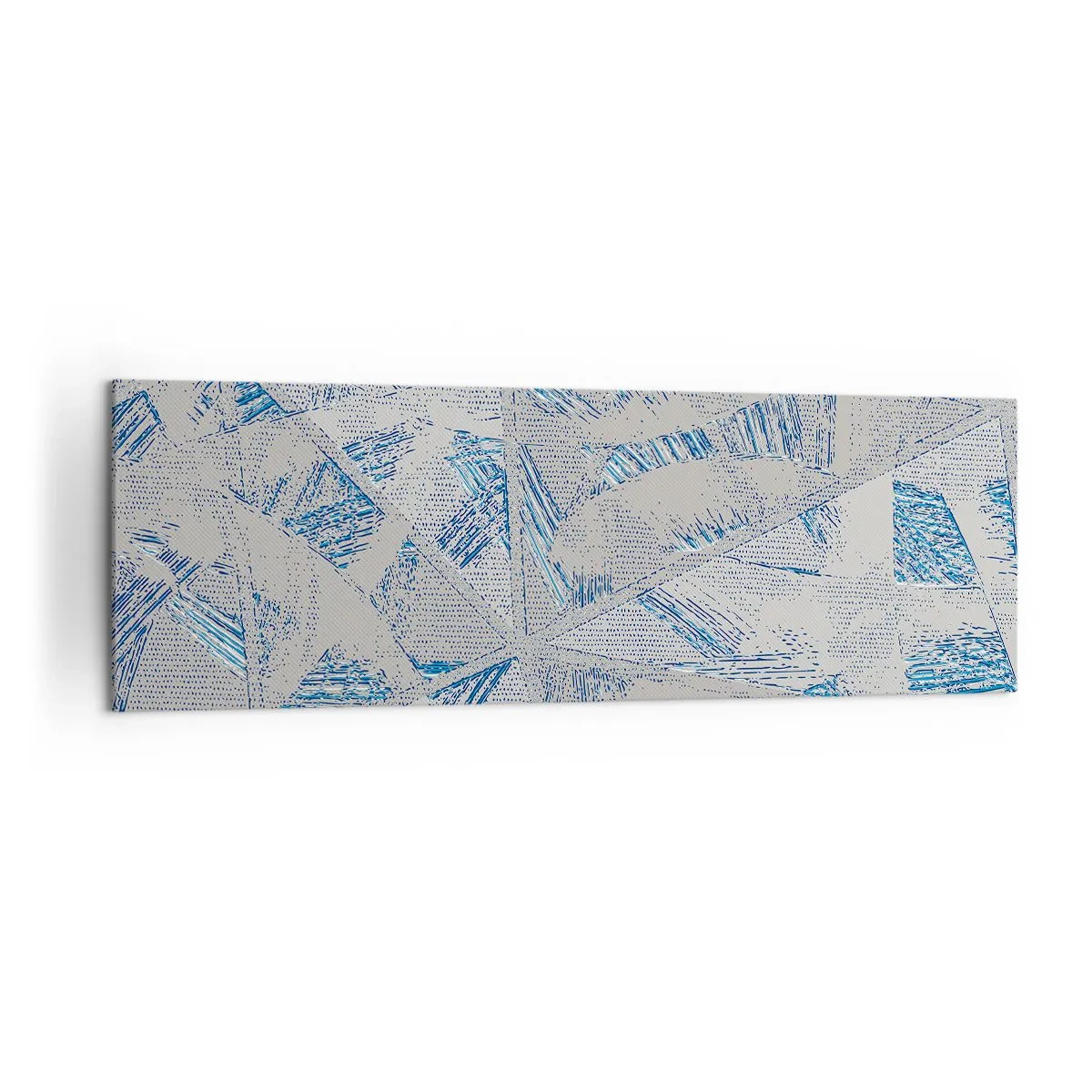 Bild auf Leinwand - Leinwandbild - Geometrische Muster in Blau- und Grautönen - 160x50cm - In einem blaugrauen Labyrinth - Moderne Wanddekoration für Wohnzimmer und Schlafzimmer ARTTOR