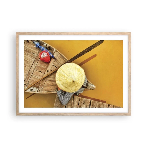 Poster in einem Rahmen aus heller Eiche - Leben am Gelben Fluss - 70x50 cm