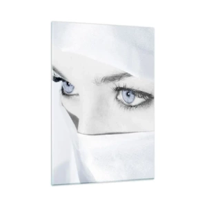 Glasbild - Bild auf glas - Ein subtiles Porträt mit ausdrucksstarken blauen Augen - 50x70cm - Aus Tausendundeiner Nacht - Moderne Wanddekoration für Wohnzimmer und Schlafzimmer ARTTOR