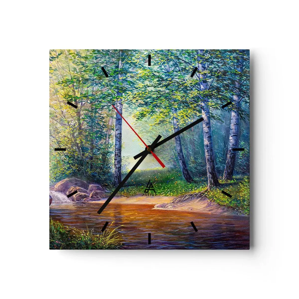 Wanduhr - Glasuhr - Idyllische Landschaft - 40x40 cm