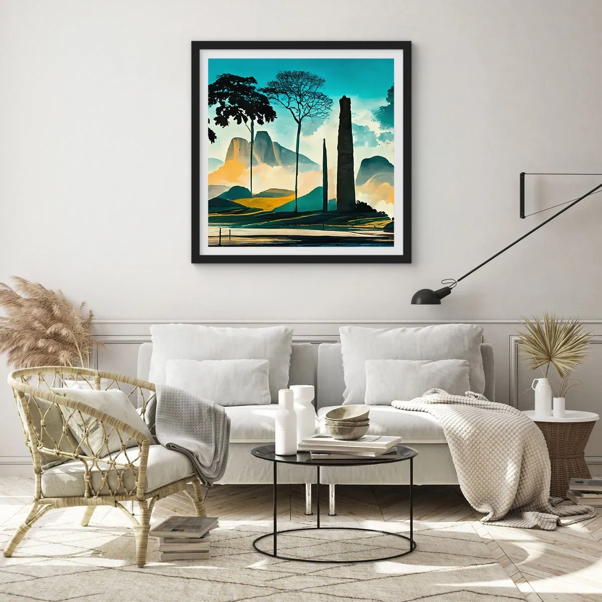 Poster in einem schwarzem Rahmen - Immer höher und höher - 60x60 cm