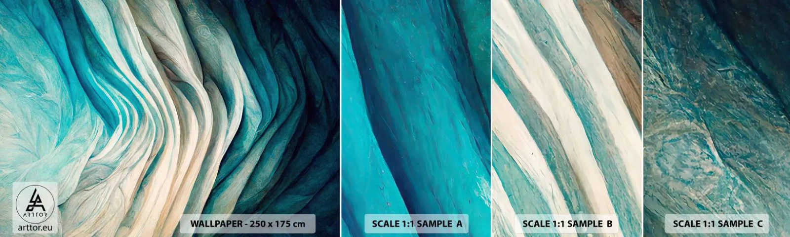 Fototapeten Muster Selbstklebend Deluxe Sticker - Blaue Unersättlichkeit - Stück, 3D, Abstraktion - 100x30 cm