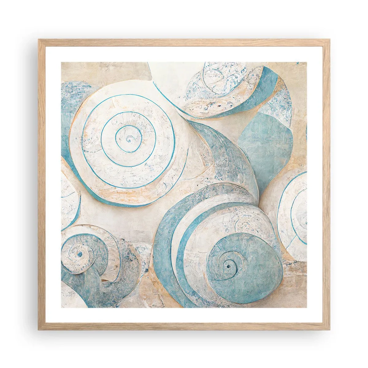 Poster in einem Rahmen aus heller Eiche - Was verbirgt sich in der Muschel? - 60x60 cm