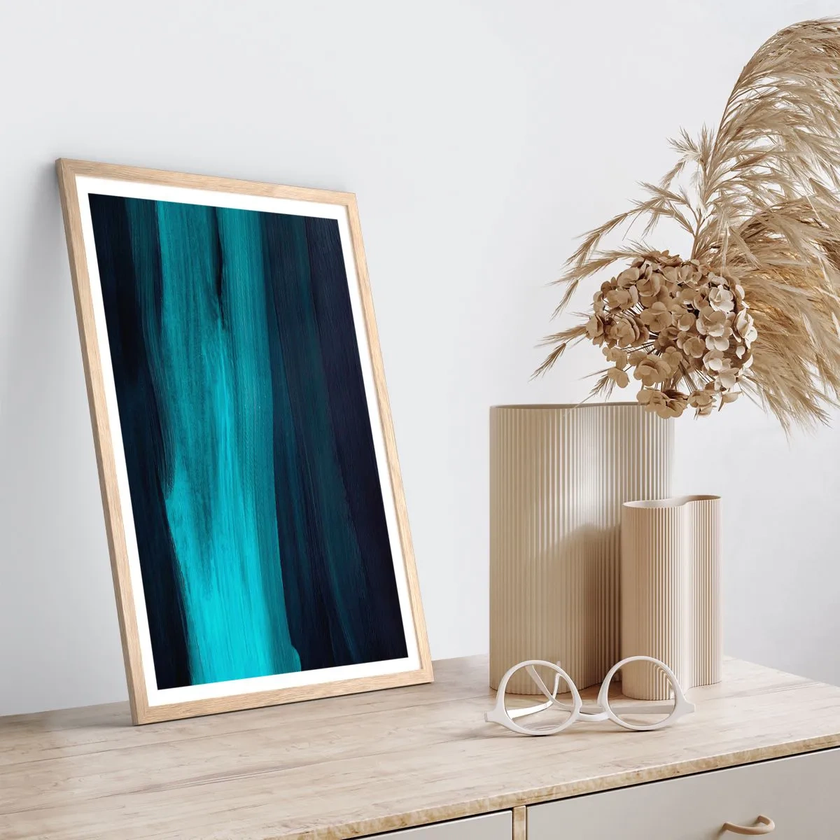 Poster in einem Rahmen aus heller Eiche - Gehen Sie mit dem Strom - 30x40 cm