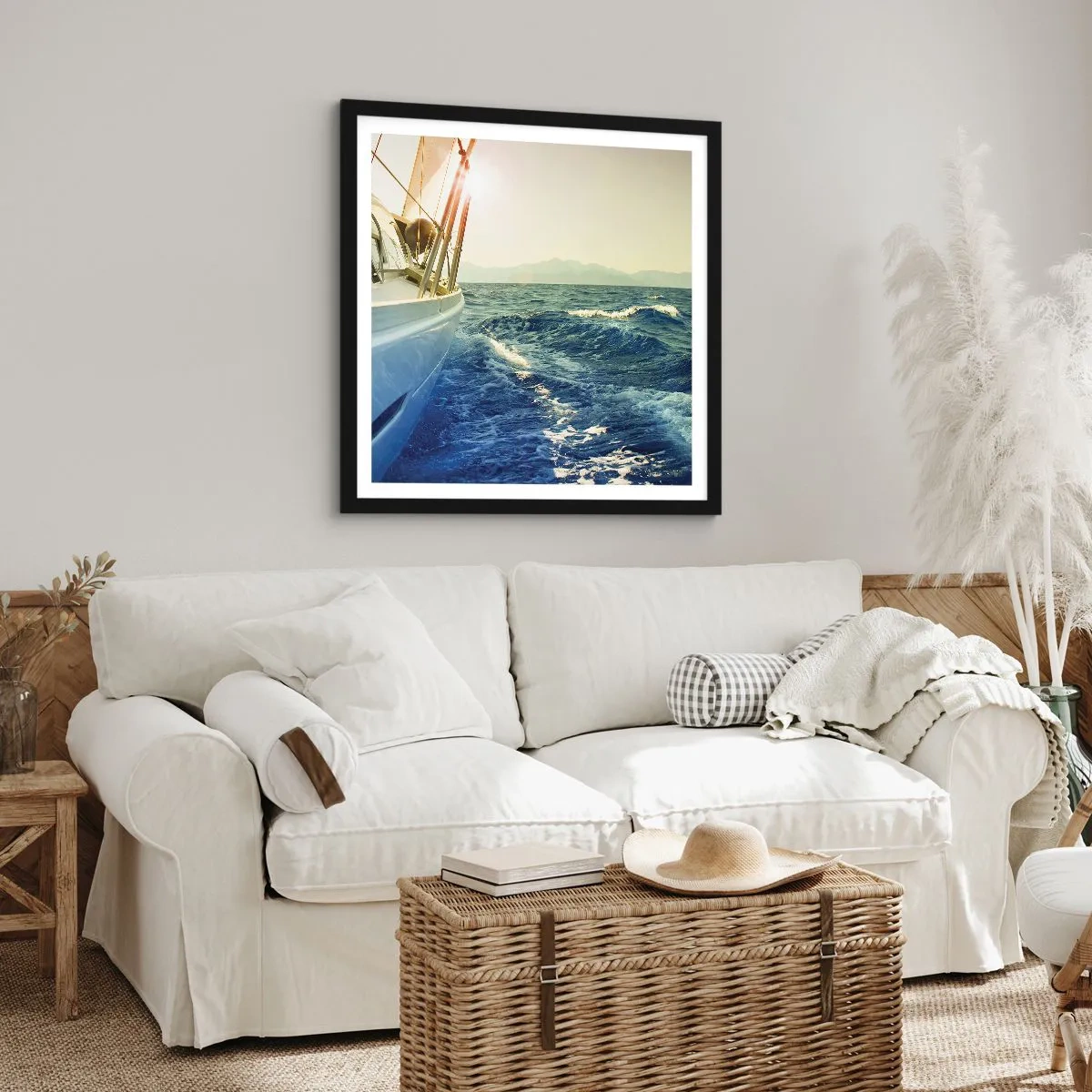 Poster in einem schwarzem Rahmen - Auf ins Abenteuer - 50x50 cm