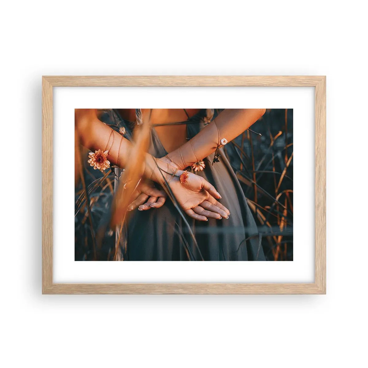 Poster in einem Rahmen aus heller Eiche - Verbunden mit der Natur - 40x30 cm