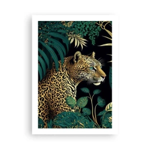 Poster - Goldener Leopard im tropischen Dschungel - 50x70cm - Gastgeber im Dschungel - Moderne Wanddekoration für Wohnzimmer und Schlafzimmer ARTTOR