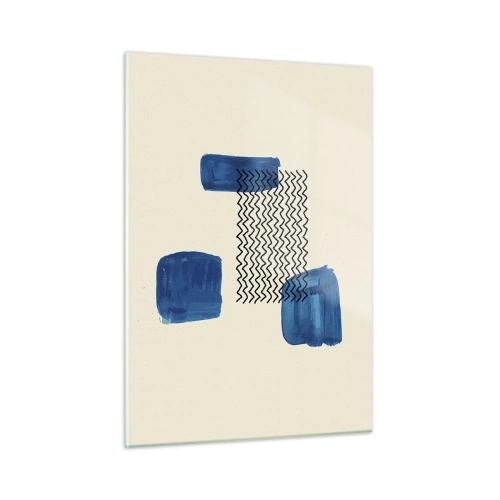 Glasbild - Bild auf glas - Moderne Abstraktion mit blauen Akzenten - 50x70cm - Ein abstraktes Quartett - Moderne Wanddekoration für Wohnzimmer und Schlafzimmer ARTTOR