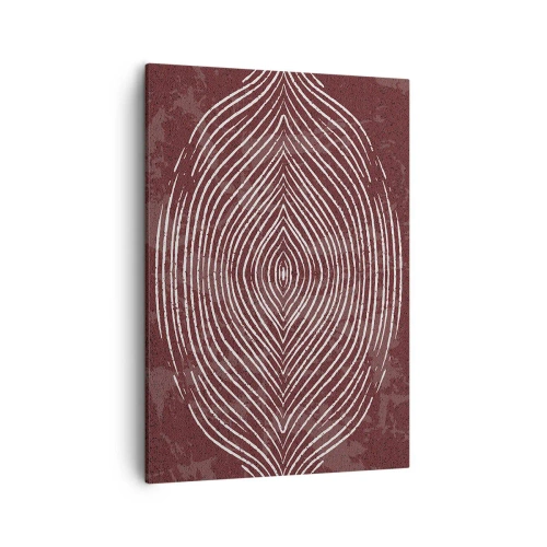 Bild auf Leinwand - Leinwandbild - Symmetrische Wellen in weißen Linien auf braunem Hintergrund - 50x70cm - Der Raum spricht - Moderne Wanddekoration für Wohnzimmer und Schlafzimmer ARTTOR