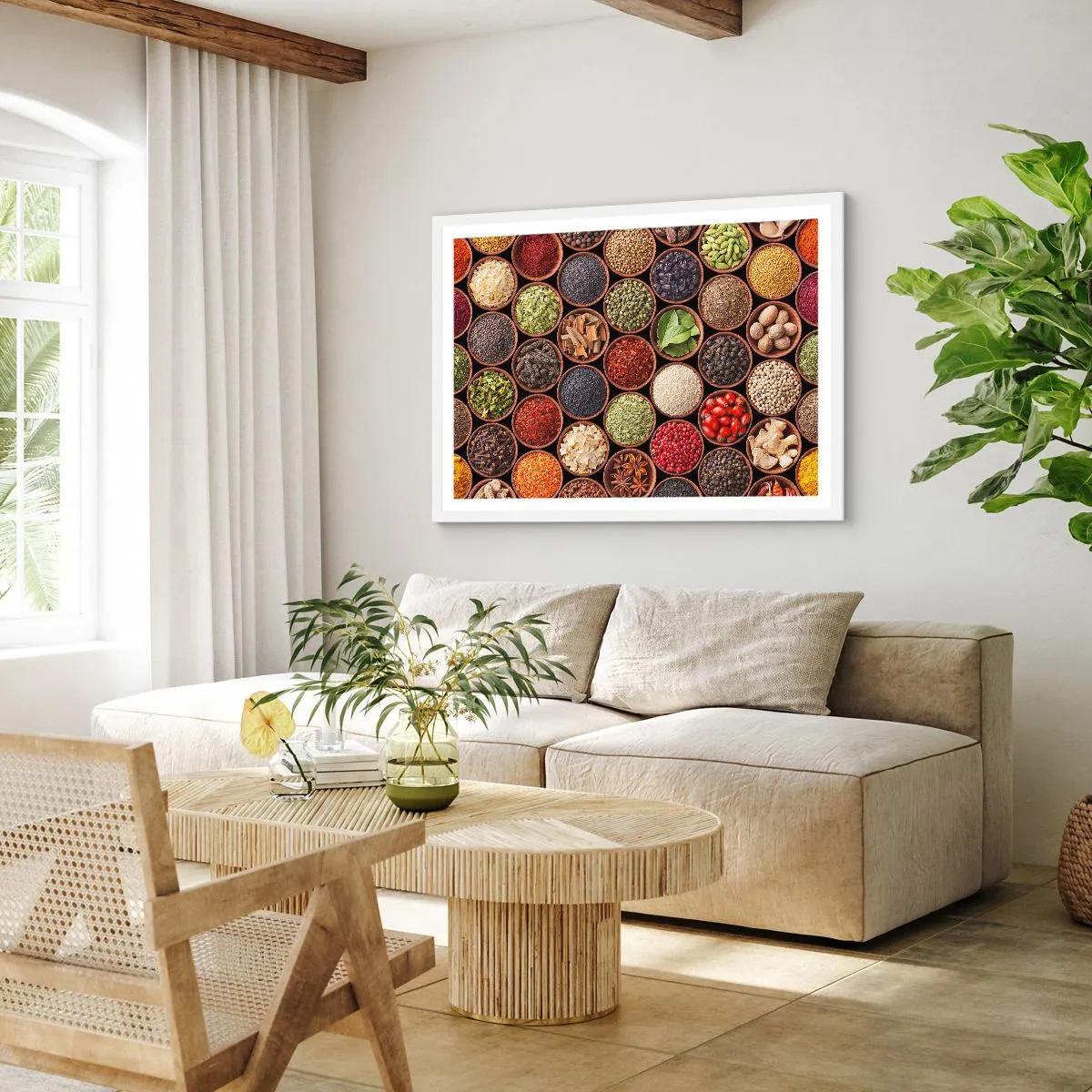 Poster in einem weißen Rahmen - Alle Aromen der Welt - 100x70 cm