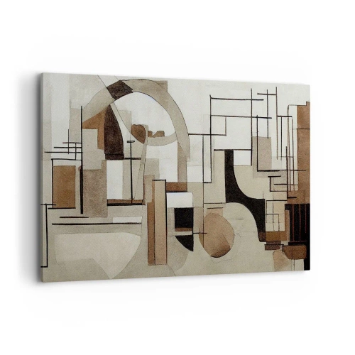 Bild auf Leinwand - Leinwandbild - Architektonische Abstraktion in Beige und Braun - 100x70cm - Stadtbild 2.0 - Moderne Wanddekoration für Wohnzimmer und Schlafzimmer ARTTOR