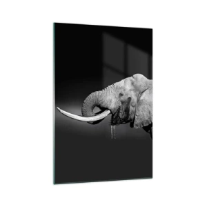 Glasbild - Bild auf glas - Schwarz-Weiß-Porträt eines Elefanten im Profil - 70x100cm - Ja, gut jetzt - Moderne Wanddekoration für Wohnzimmer und Schlafzimmer ARTTOR