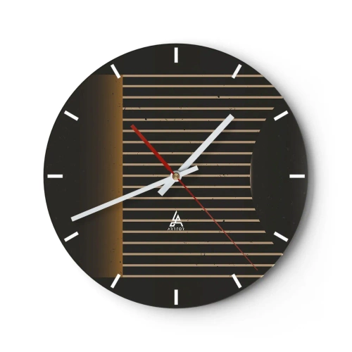 Wanduhr - Glasuhr - Eine abstrakte Komposition mit Linien auf schwarzem Hintergrund, die ein Gefühl von Tiefe erzeugen. - 30x30cm - Die Dunkelheit erkunden - Moderne Wanddekoration für Wohnzimmer, Küche und Schlafzimmer ARTTOR