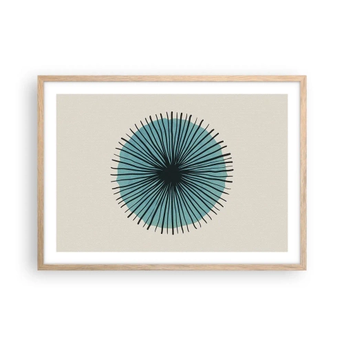 Poster in einem Rahmen aus heller Eiche - Strahlend im Blau - 70x50 cm