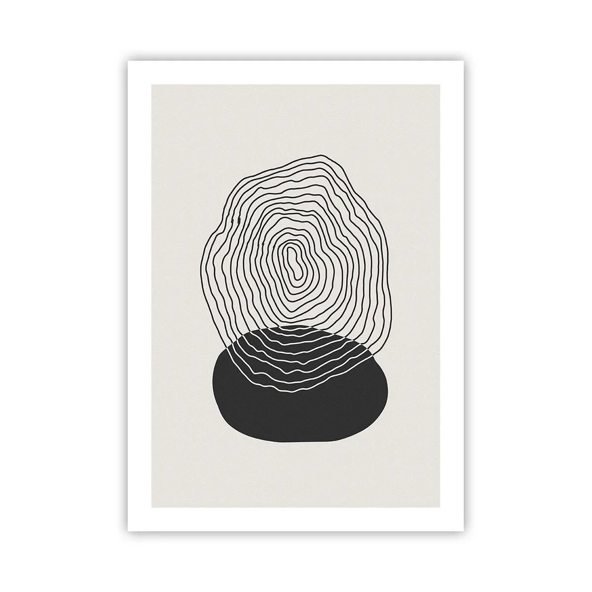 Poster - Schwarze Linien bilden eine abstrakte Form auf hellem Hintergrund - 50x70cm - Dauer und Schwingung - Moderne Wanddekoration für Wohnzimmer und Schlafzimmer ARTTOR