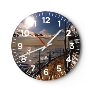 Wanduhr - Glasuhr - Der Sonne entgegen segeln - 40x40 cm