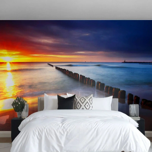 Fototapete Premium Sand - Lausche der Stille - Landschaft, Sonnenuntergang, Strand - 350x256 cm