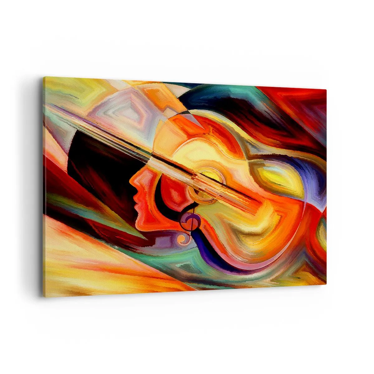Bild auf Leinwand - Leinwandbild - Bunte Abstraktion, inspiriert von Musik und Gitarre - 100x70cm - Alles ist gut - Moderne Wanddekoration für Wohnzimmer und Schlafzimmer ARTTOR